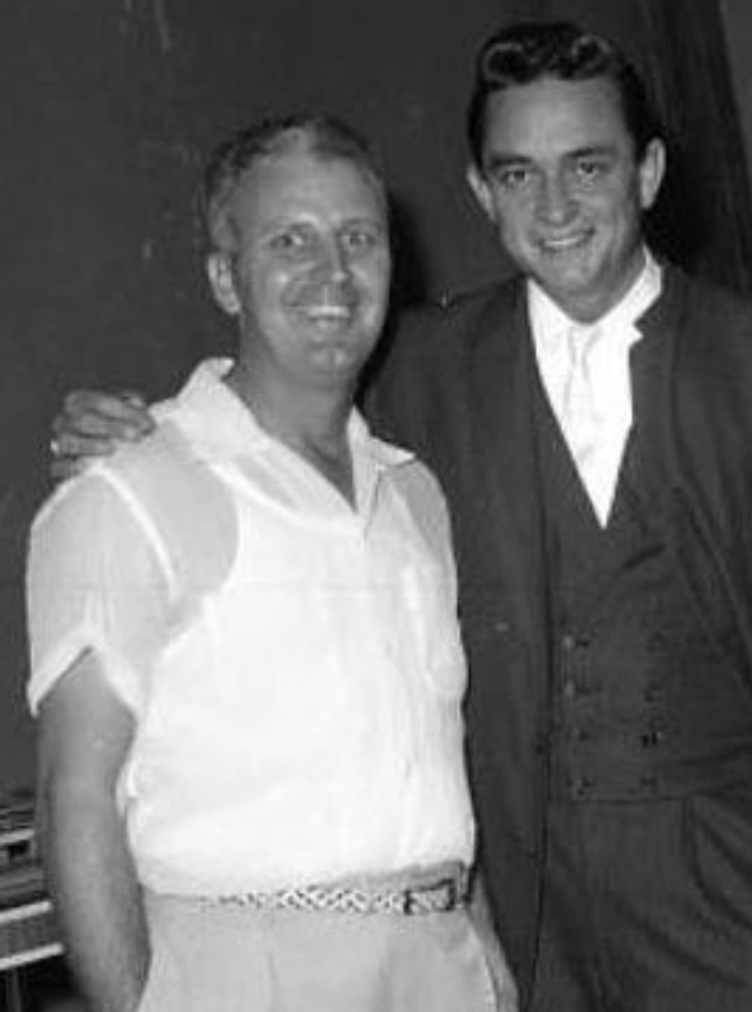 “My grandpa and his friend Johnny Cash backstage at the Grand Ole Opry, late 1950s.”